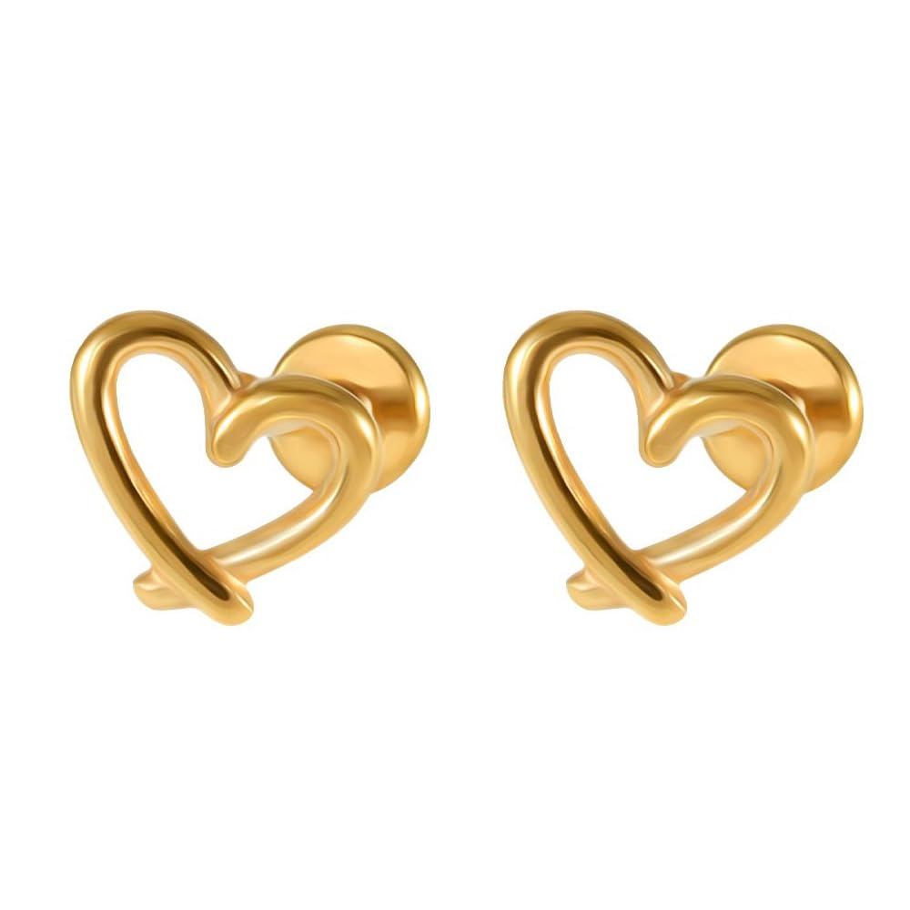 Izpack 16G Love Heart Labret Cartilage Tragus Monroe Lip Nose Helix Stud Earrings for Women Stainless Steel Medusa Body Piercing Studs Rings Sleeper