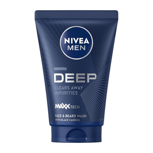 NIVEA MEN Erkek Yüz ve Sakal Temizleme Jeli Deep Dimension 100 ml,Nemlendirici,Yağ Arındırıcı,Aktif Karbon,Gün Boyu Ferahlık