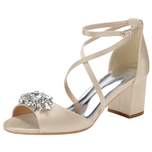 Sandales à lanières en strass champagne talon 6 cm pointure 37.5 EU