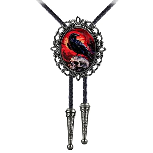 Image of Jeilwiy Bolo Tie for Men Western Cowboy Gothic Bolo Tie Necklace Halloween