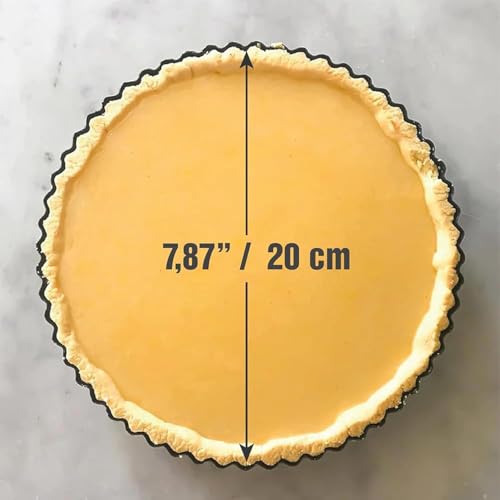 MGE - Deep Pie Dish 20 cm with Loose Bottom - Carbon Steel Tart Tin with Non Stick Coating - Fluted Quiche Pan for Even Heat Distribution & Easy Release - Cake and Quiche Mould - Image 3