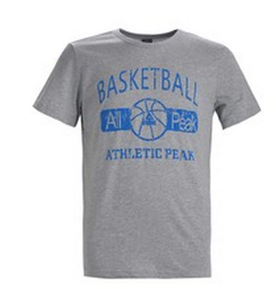PeakF652731 Basketball Round Neck T-Shirt for Men, 2X-Large, Light Melange Grey