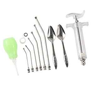 20 /50MLBaby Bird Parrot Manuelle Fütterungsspritze Set mit 6 Stück gebogenen Gavage-Röhrchen und Edelstahl-Metall-Fütterungslöffel (50ML)