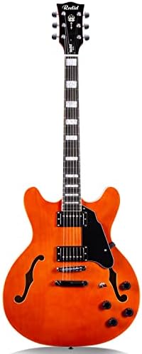 Redid Semi-Hollow Body Electric Guitar RD-100 Jazz Guitar with F-Hole,Maple neck,humbucker Pickups(Orange)