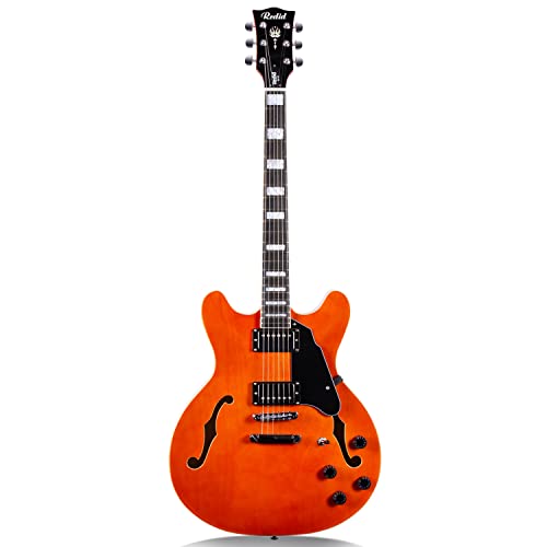 Redid Semi-Hollow Body Electric Guitar Rd-100 Jazz Guitar With F-Hole,Maple Neck,Humbucker Pickups(Orange) #TOP11