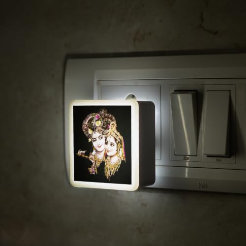 Image of Lexton Radha Krishna Fancy LED Night Lamp Light with 2 Pin Socket for Spiritual Ambiance, 0.5 Watt, 230v (Warm White, Pack of 1)