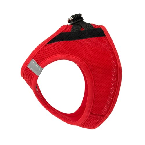 P24S SMART Step-In Hundegeschirr mit 2 kostenlosen personalisierte Namensaufkleber Klettsticker Wunschetikette für kleine Hunderassen mit Digital Hundefinder Dienst (Rot, S (Brust 46-57 cm))