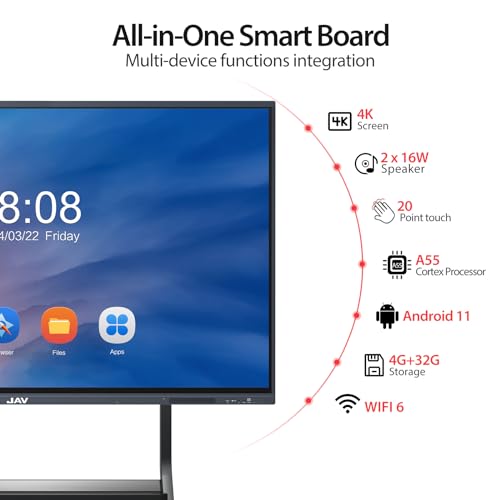 Image of JAV Interactive Whiteboard, 55'' 4K UHD Smart Whiteboard, Smart Board for Classroom and Business, Digital Touch Screen Smartboard, Robust App Ecosystem for Remote Meeting (Board Only)