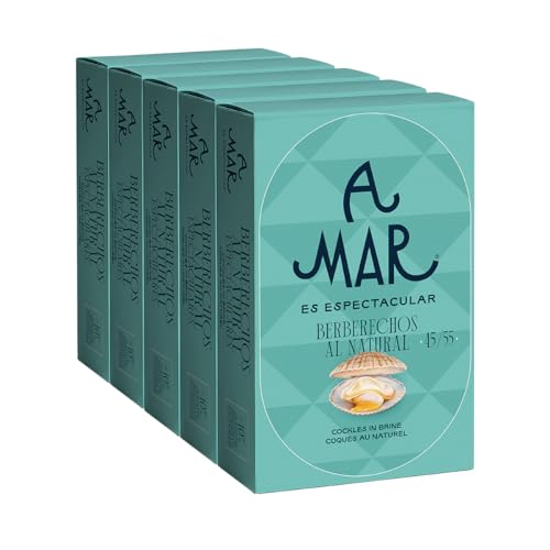 Berberechos al Natural A Mar Espectacular – Pack de 5 Latas de Berberechos 45-55 - Delicia Gourmet para Aperitivos y Tapas – Fuente de energía saludable