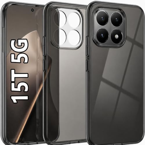 Image of VONZEE Compatible with Oneplus 15T 5G Back Cover Case Clear,[ Anti Yellow ][Military Grade Protection] Hard PC Back Cover Transparent-Black