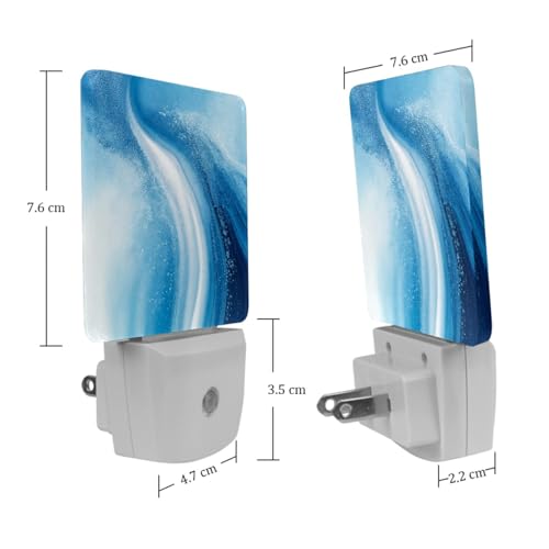 Image of NEWzone Blue Marble Night Light [2 Pack], Plug in Wall Led Night Lights Decor for Boys Girls Room, Dusk to Dawn Sensor Wall Lamp for Stairway /Bedroom /Kitchen /Nursery Room