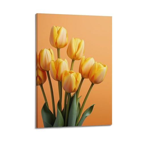 Décoration murale tulipes jaunes ZHOUKEG 50x75 cm pour salon