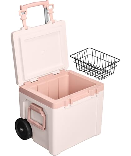 Image of Stanley Adventure Outdoor Cooler with Wheels 50 qt | Heavy Duty Outdoor Camping Cooler with Easy Carry Side Handles | BPA-Free | Rose Quartz