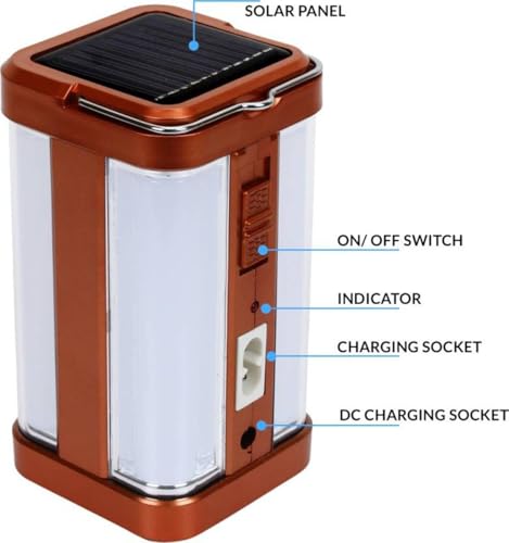 Image of 4 Tube 360 Extra Bright Emergency Light | Electric & Solar Rechargeable Lantern | 7 Hours Backup