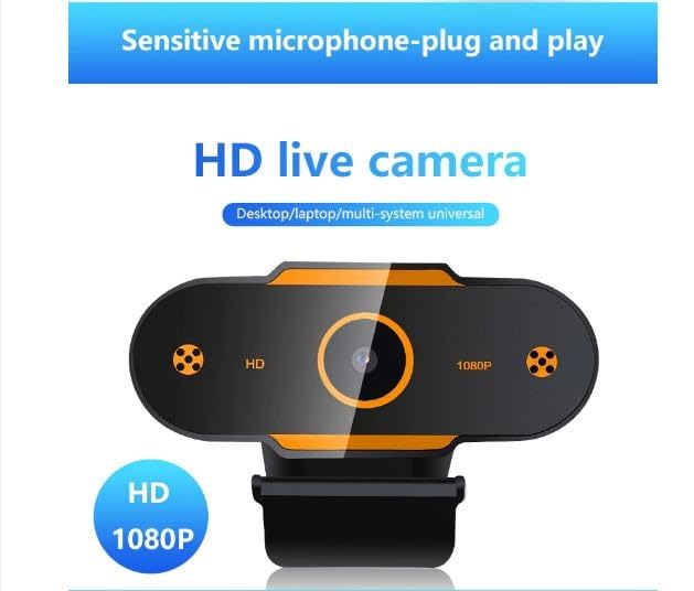 Webcam 1920x1080p avec autofocus rapide et micro pour ordinateur