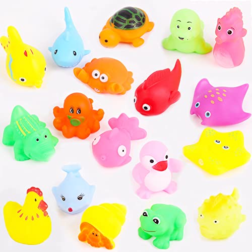 Image of 18 PCS Preschool Bath Toys Set for Toddlers Kids 1-3 2-4, Rubber Cute Sea Animals, Rubber Duck Toy for Infants 6-12 Months, Bathtub Toys for 1 Year Old,Baby Pool Floating Toy for Kids Party Decoration