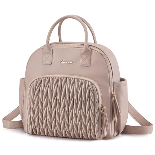 LOVEVOOK Backpack Purse for Women,Small PU Leather Fashion Backpack,Ladies Stylish Waterproof Daypack Shoulder Bags for Travel, Work & Shopping（Camel）
