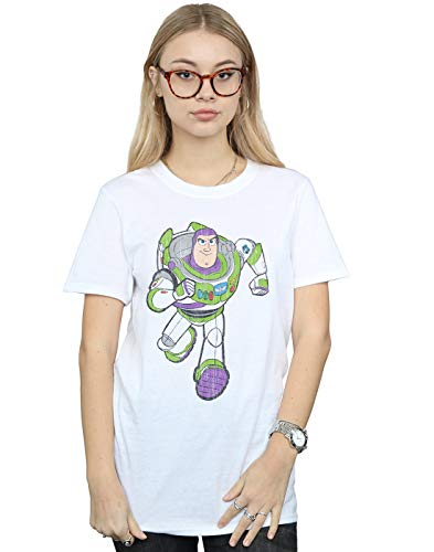 Image of Disney Women's Toy Story 4 Classic Buzz Lightyear Boyfriend Fit T-Shirt White Small
