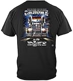American Flag Tshirt Trucker T Shirt - Deisel Big Rig Semi Gear for Men -Black Large