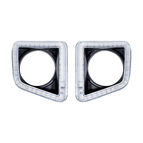 AstraDepot Compatible with Fog Lamp Bezel with LED Daytime Running Light Turn Signal 2014-2021 Toyota Tundra Left Right