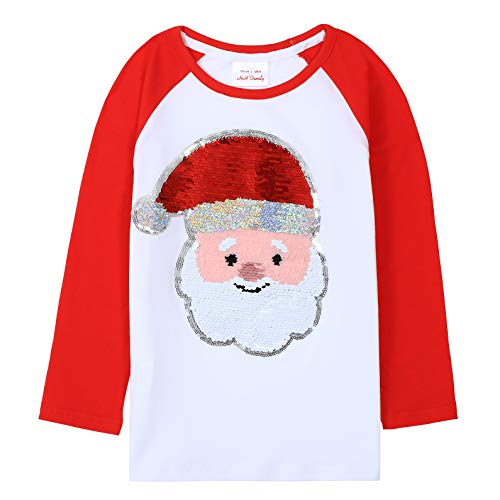 Image of Christmas Shirts for Girls and Boys Flip Sequin Santa Christmas Tree Kids T-Shirt Clothing