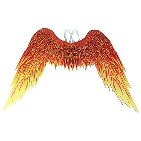 WEMAO Halloween Cosplay Costume Accessories Carnival Foldable Non-Woven Fabric Printed Phoenix Flame Wings-A_105*80cm Cover