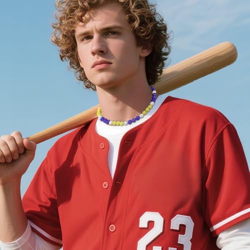 QINJIEJIE Baseball Necklaces Beads for Men, 16/18 in Bling Diamond Rhinestone Chain Baseball Drip Accessories, Ice Collection Necklace Gifts Jewwlry for Men Team Lovers3