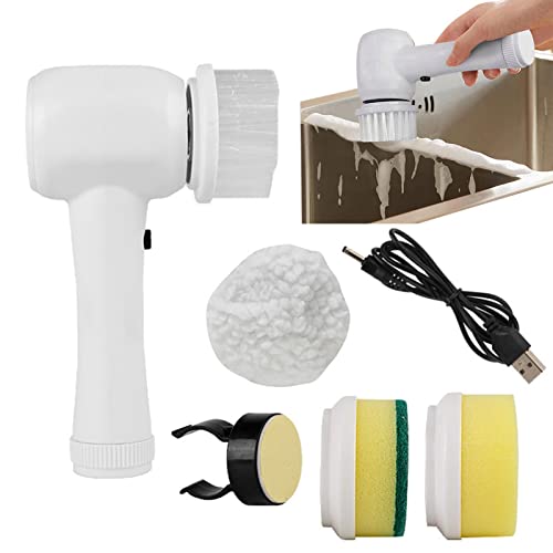 Stalf Electric Cleaning Brush, Electric Cleaning Brush, Spin Power Scrubber, Handy Spin Scrubber, Rechargeable with 4 Brush Heads for Kitchen, Bathroom, Floor, Car