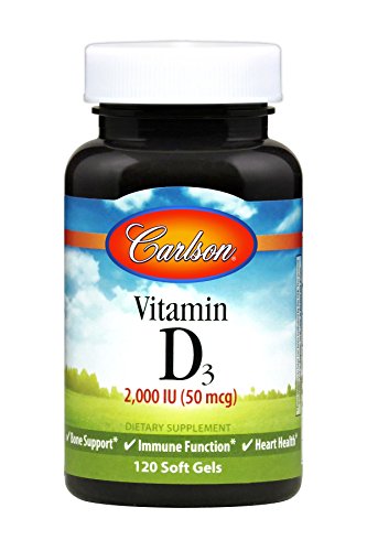 Carlson - Vitamin D3, 2000 IU (50 mcg), Immune Support, Bone Health, Muscle Health, Cholecalciferol, Vitamin D Supplements, Vitamin D3 Soft Gels, 120 Softgels