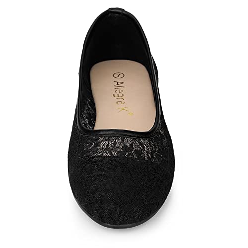 Allegra K Women's Lace Mesh Floral Round Toe Slip on Breathable Ballet Flats3