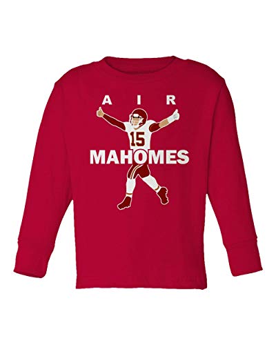 Baku Apparel Kansas AIR Mahomes Football Little Kids Girls Boys Long Sleeve Toddler T-Shirt (Red, 5T)