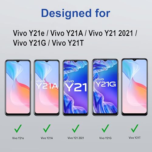 Image of ZAP CASE HD Plus Tempered Glass Screen Protector Compatible for Vivo Y21e (Black) Edge to Edge Coverage with Easy Installation Kit