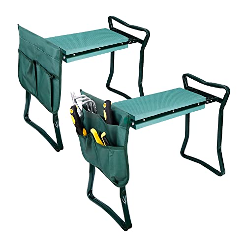 Folding garden kneeler and seat bench 2 in 1