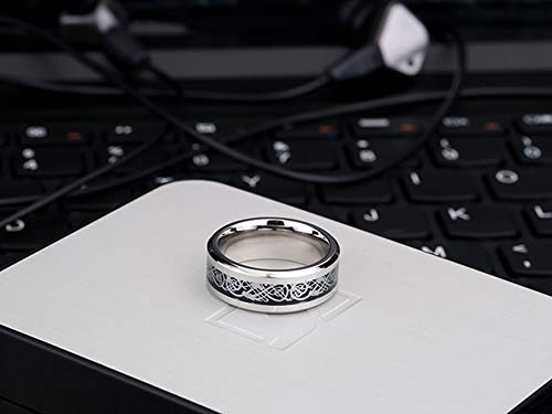Image of HIJONES Unisex Carbide Fiber Celtic Dragon Spinner Ring Stainless Steel Wedding Spins Band