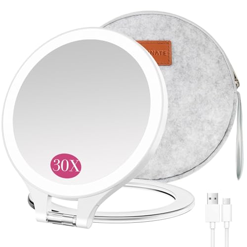 Espejo de Maquillaje Espejo Redondo con Luz Recargable