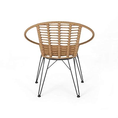 Great Deal Furniture Winnie Outdoor Wicker Dining Chairs (Set of 2), Light Brown and Black 41v4mZfggiL. SS400