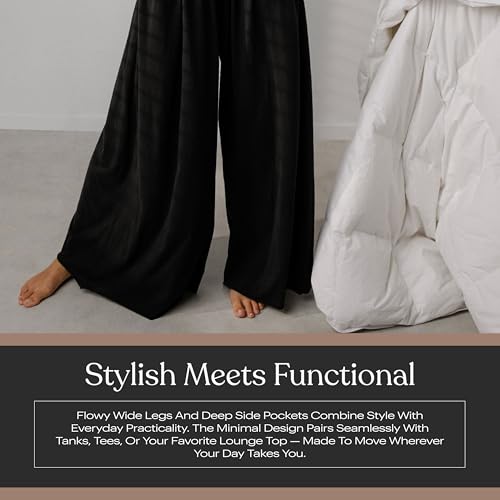 Image of Lunya Organic Pima Wide Leg Cotton Pants for Women - Organic Cotton Palazzo Pants - High Rise Wide Waistband