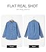 Astylish Women Denim Blouses Chambray Boyfriend Shirts V Neck Elegant Long Sleeve Basic Button Down Top Beau Blue Large