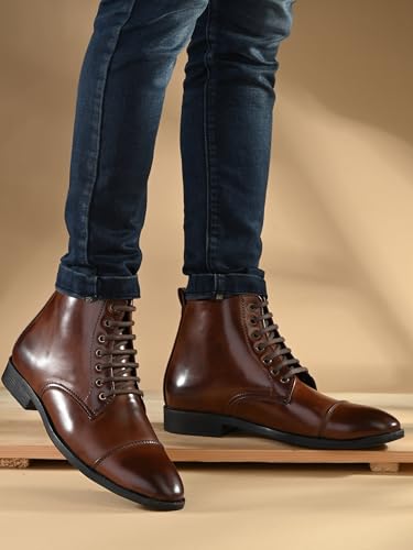 Image of Server Men's Chelsea Ankle Boots | Casual Boots for Men | Ankle Height Boots| All Day wear | Comfortable Formal Office & Business Wear Shoes | Lace up Boots | Derby Boots