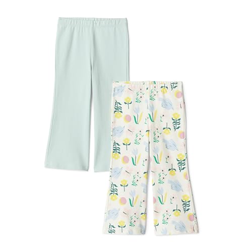 Amazon Essentials Girls Slim-Fit Flare Knit Legging Pale Mint Green/Nature Small