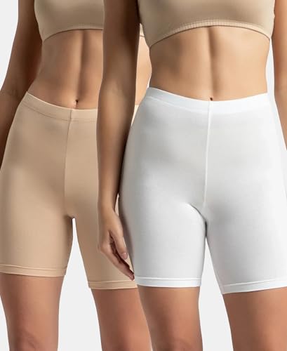 Image of Jockey 1529 Women's High Coverage Super Combed Cotton Elastane Stretch Mid Waist Shorties with Concealed Waistband (Pack of 2)