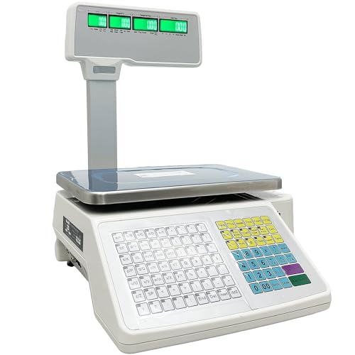 Báscula Digital con Impresora Térmica y Pantalla LCD Doble