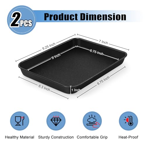 TeamFar Assadeiras para forno torradeira, 24 x 18 x 2,5 cm de aço carbono com revestimento antiadere