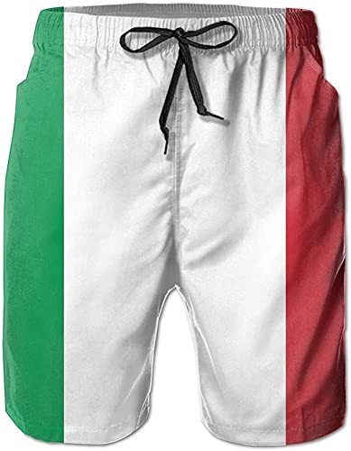 Italian Flag Print Men's Summer Swimming Short Casual Board Shorts Swimwear Swim Trunks White #TOP5