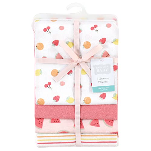 Image of Hudson Baby Unisex Baby Cotton Flannel Receiving Blankets, Fruit Salad, One Size