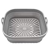 Freidoras de aire, bandeja para horno, cesta de pollo frito, freidora de aire, olla de silicona, repuesto verde/gris