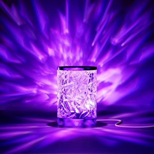 Image of Ocean Wave Crystal Table Lamp Touch Control, RGB Color Changing Night Light with Remote, Dimmable Cool Water Lights for Bedroom, Living Room Wall Decor, Ambient Lighting for Dinner/Bars/Game room