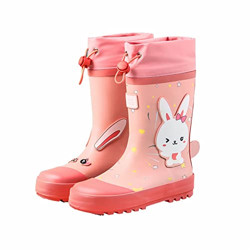 Children's Rain Shoes Boys and Girls Water Shoes Baby Rain Boots Water Boots in Large and Small Children 6 Months Old (Pink, C)