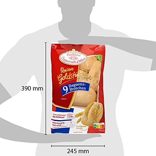 Conditorei Coppenrath & Wiese Unsere Goldstücke, Baguette-Brötchen, 9 x 60g (Tiefgefroren)