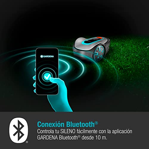 Gardena Robot cortacésped SILENO minimo 250 m²: cortacésped Inteligente con conectividad óptima, programable con la aplicación Bluetooth® de Gardena, versión IT/ES (15201-34)